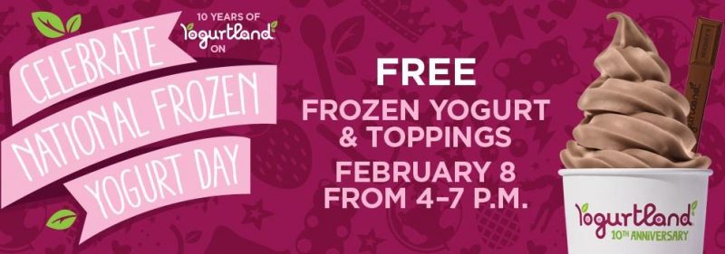 Yogurtland Free Frozen yogurt on 2/8