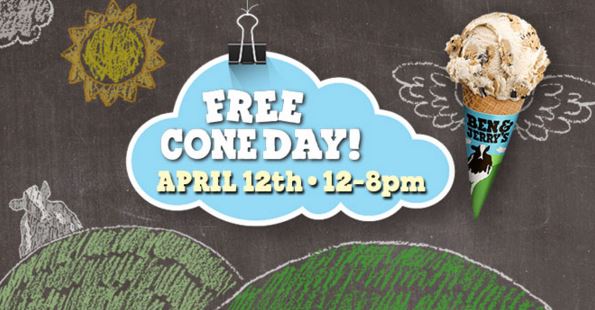 Ben & Jerry (FREE Cone Day) Today Only