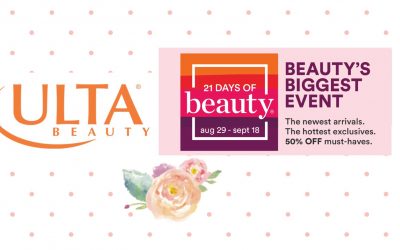 Ulta 21 Days of Beauty Event (8/29/21 – 9/18/21) Starts Today